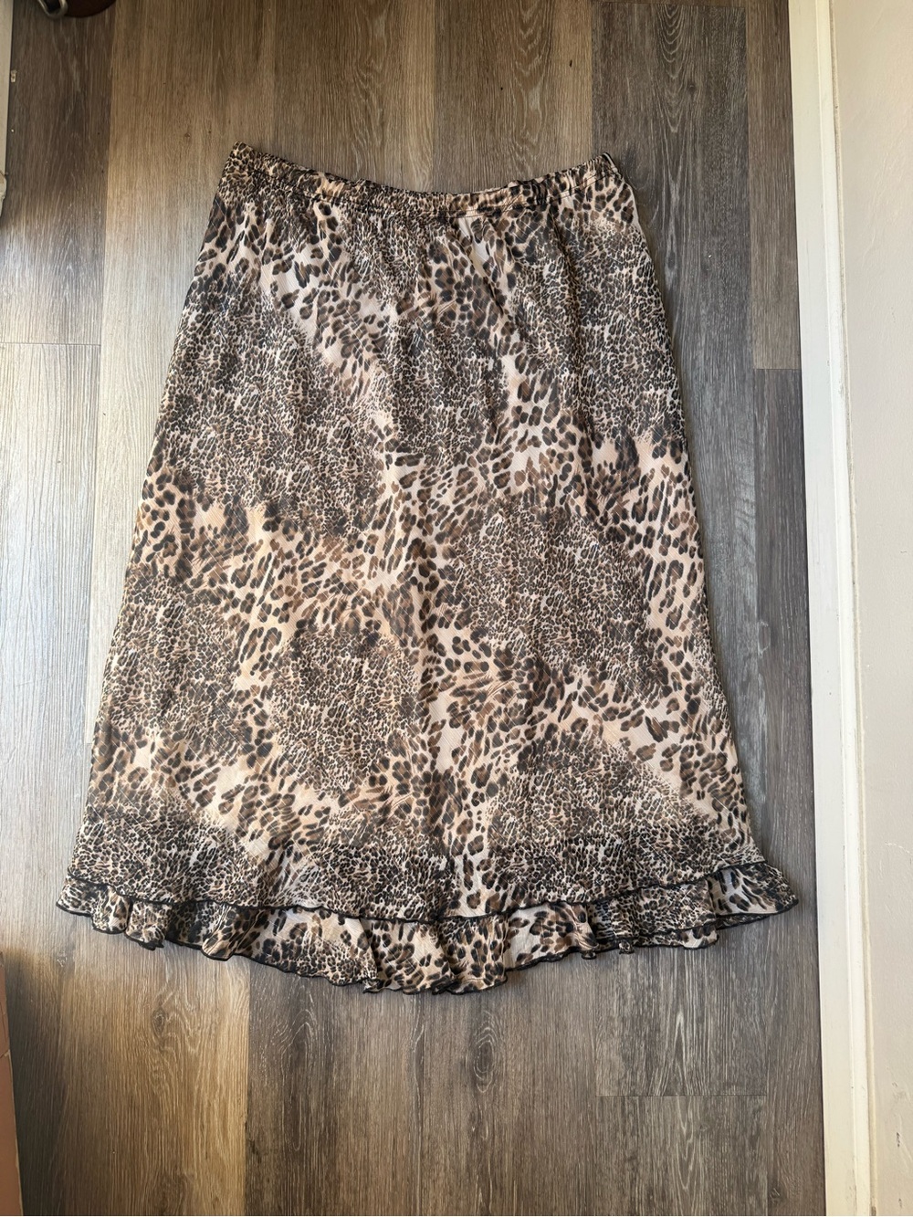 Vintage Y2K Briggs New York Leopard Print Midi Skirt Plus Size 18w